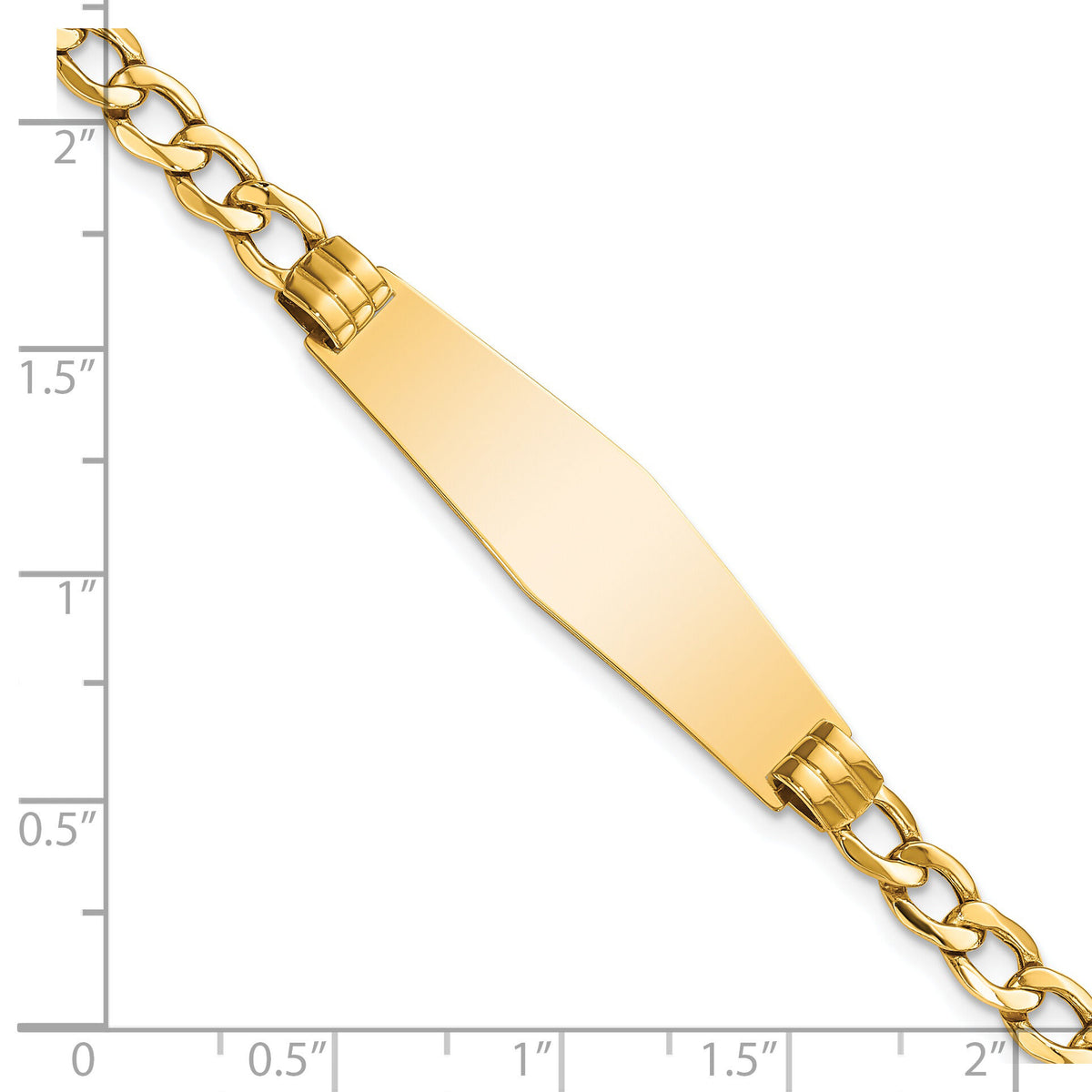 14k Polished Semi-Solid Soft Diamond Shape Cuban ID Bracelet-DCID133C-7