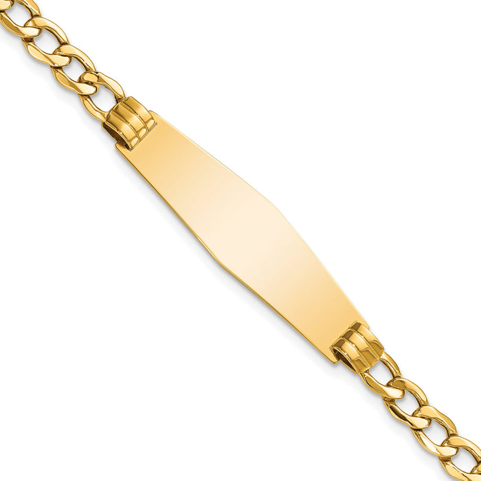 14k Polished Semi-Solid Soft Diamond Shape Cuban ID Bracelet-DCID133C-8