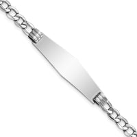 14k WG Polished Semi-Solid Soft Diamond Shape Cuban ID Bracelet-DCID133CW-8