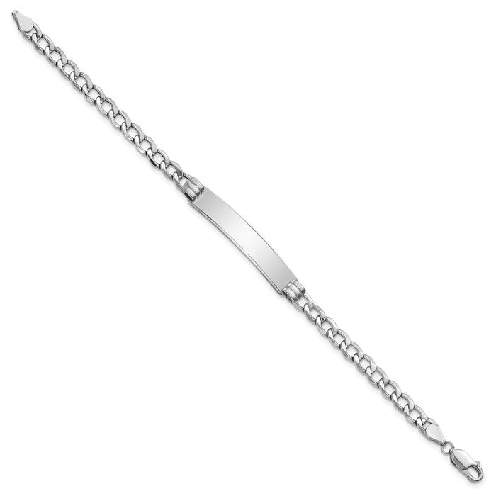14k WG Polished Semi-Solid Cuban ID Bracelet-DCID133W-7
