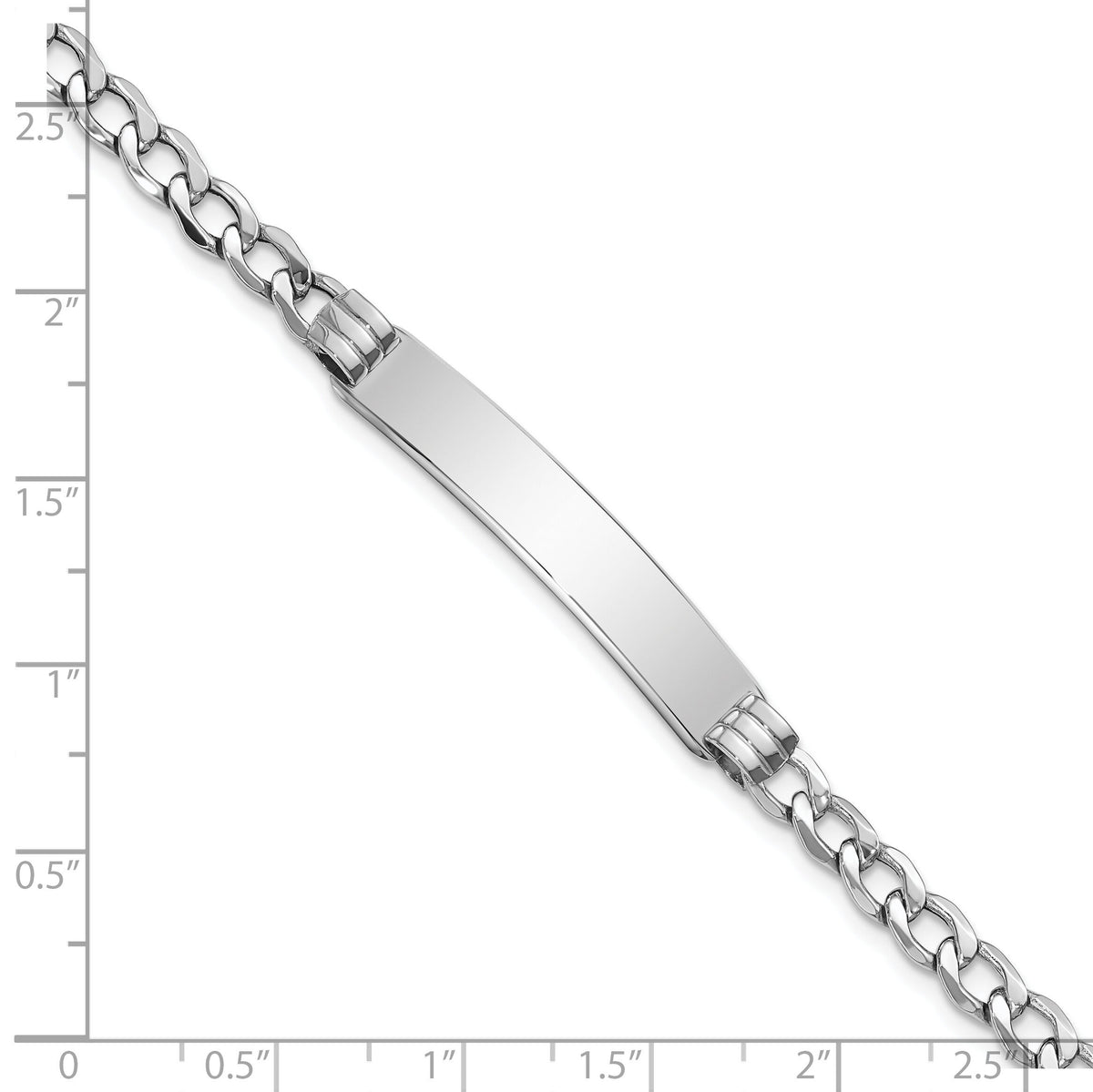 14k WG Polished Semi-Solid Cuban ID Bracelet-DCID133W-8