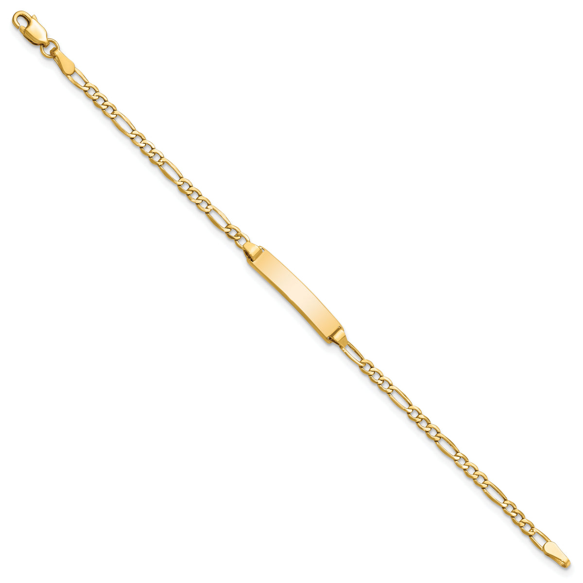 14k Semi-Solid Polished Figaro ID Bracelet-DCID134-6