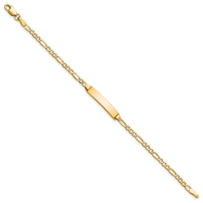 14k Semi-Solid Polished Figaro ID Bracelet-DCID134-5.5