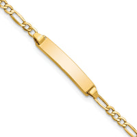 14k Semi-Solid Polished Figaro ID Bracelet-DCID134-6