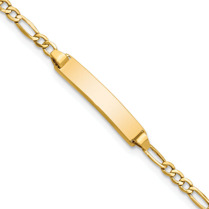 14k Semi-Solid Polished Figaro ID Bracelet-DCID134-6