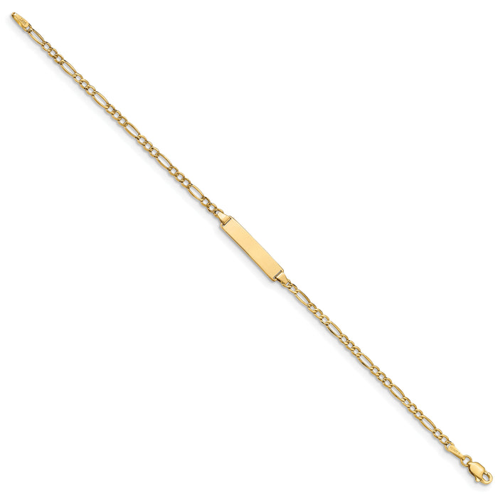 14k Semi-Solid Polished Figaro ID Bracelet-DCID134-8