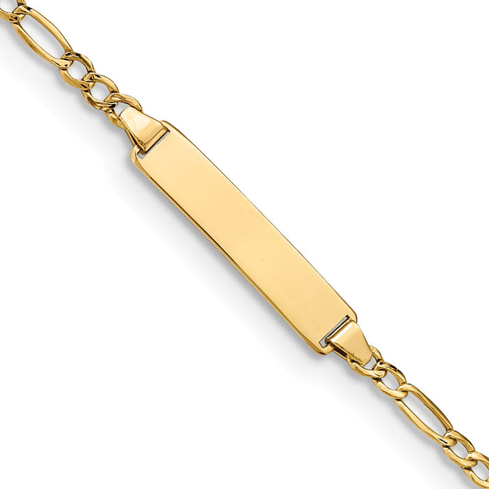 14k Semi-Solid Polished Figaro ID Bracelet-DCID134-8
