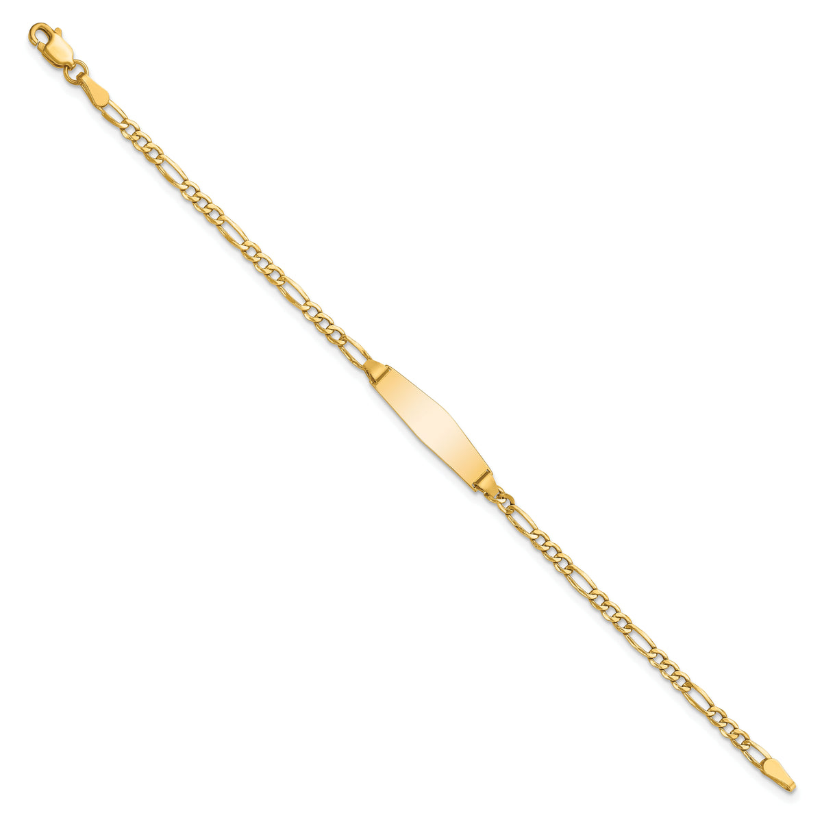 14k Semi-Solid Soft Diamond Shape Figaro ID Bracelet-DCID134C-7