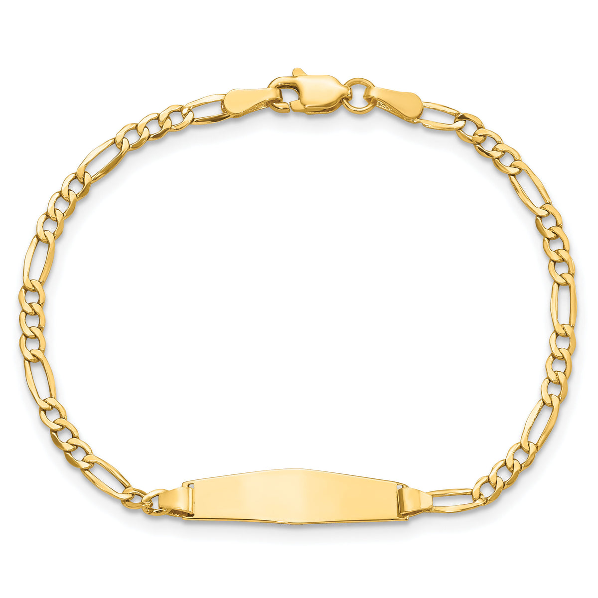 14k Semi-Solid Soft Diamond Shape Figaro ID Bracelet-DCID134C-7