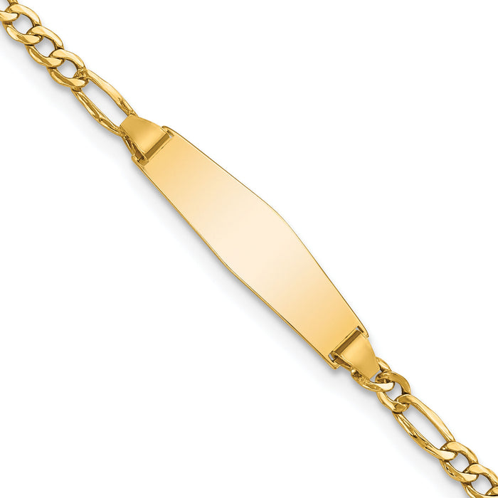 14k Semi-Solid Soft Diamond Shape Figaro ID Bracelet-DCID134C-7