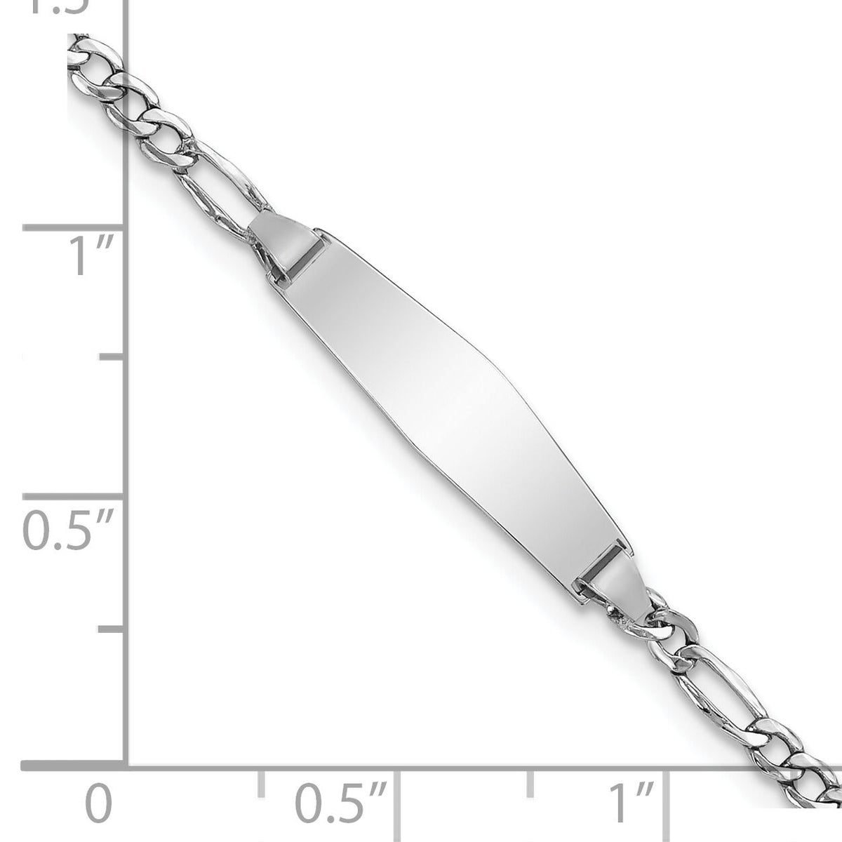 14K WG Semi-solid Soft Diamond Shape Figaro ID Bracelet-DCID134CW-7