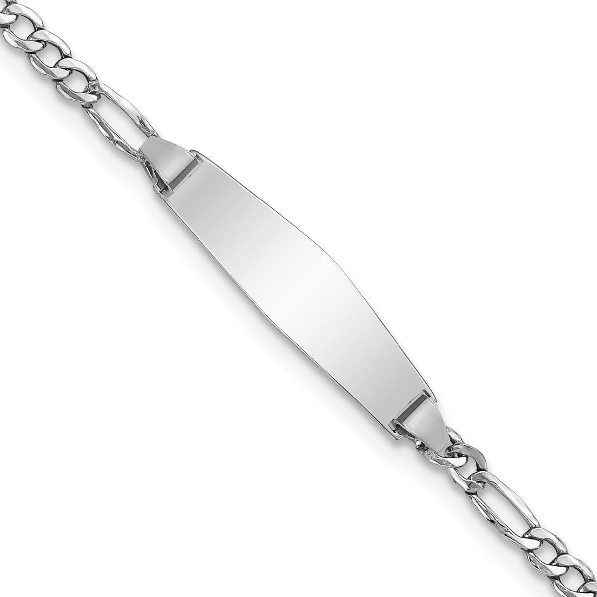 14K WG Semi-solid Soft Diamond Shape Figaro ID Bracelet-DCID134CW-7
