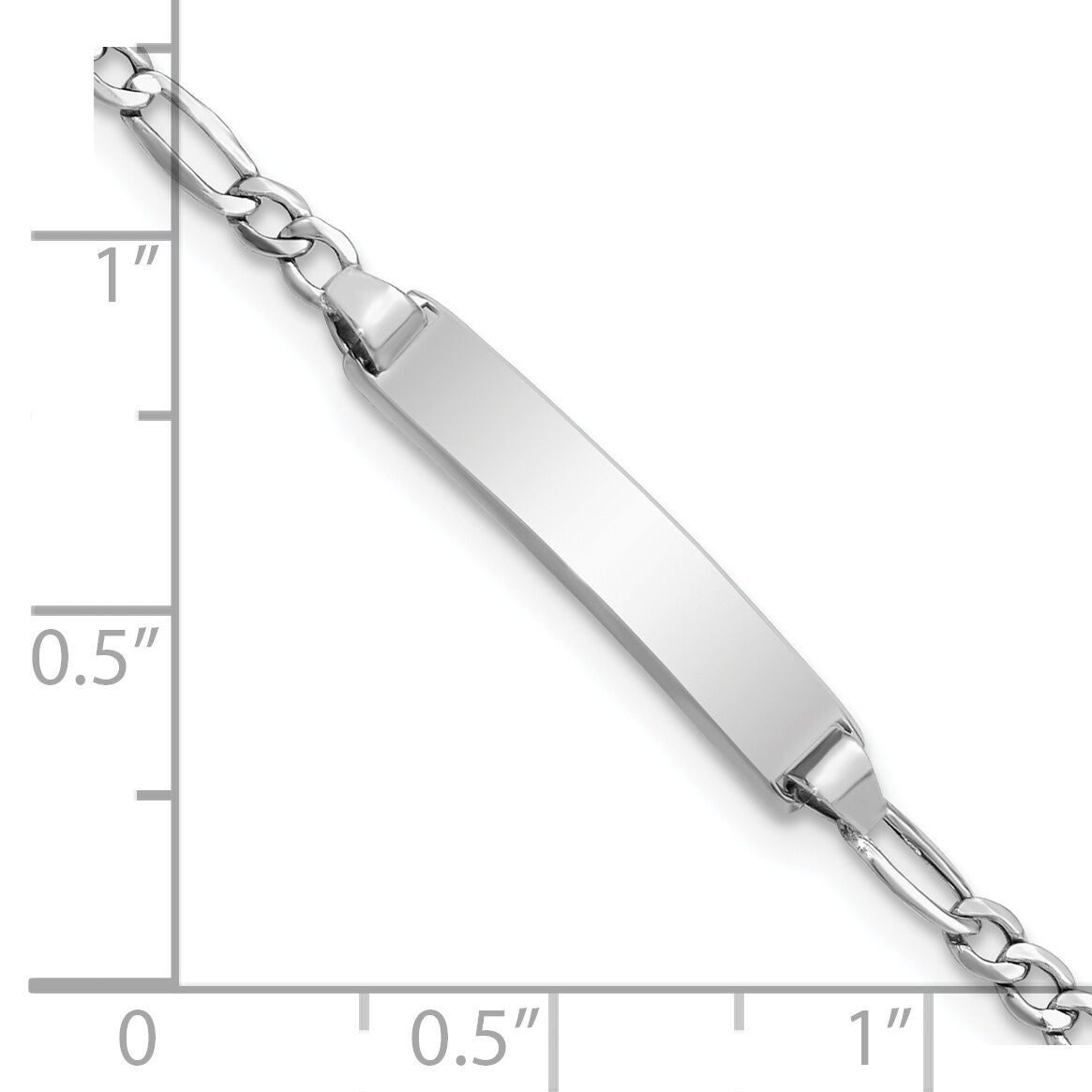 14k WG Semi-Solid Polished Figaro ID Bracelet-DCID134W-6