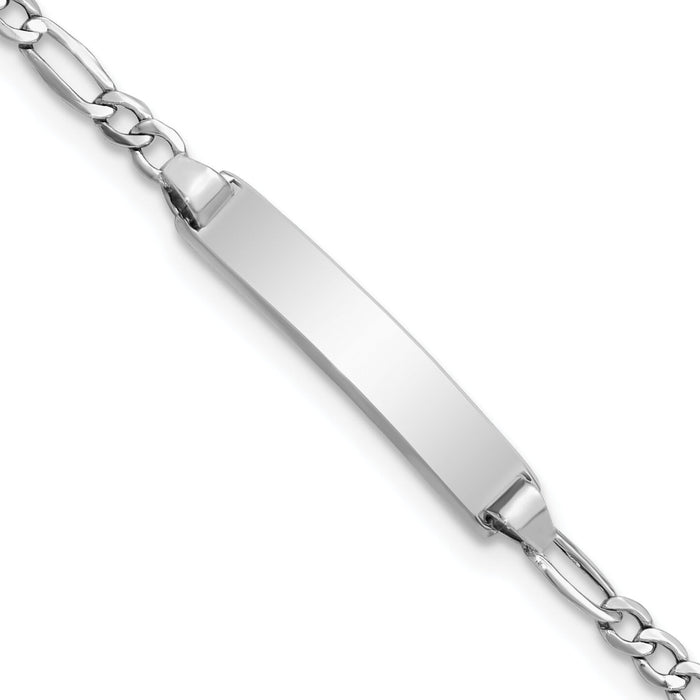 14k WG Semi-Solid Polished Figaro ID Bracelet-DCID134W-5.5