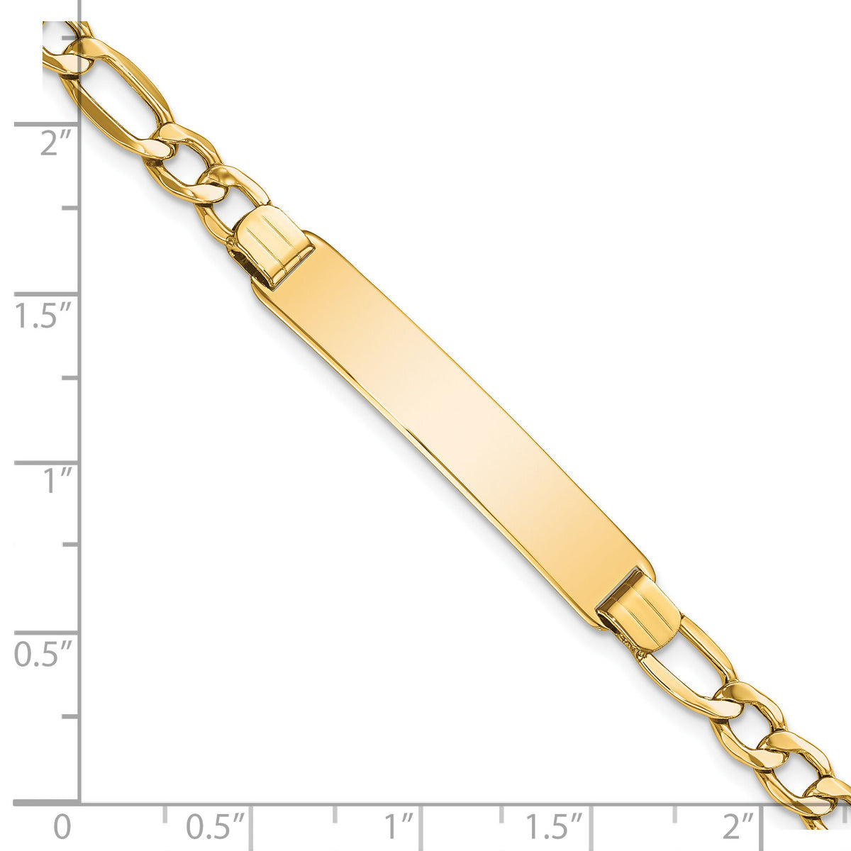 14k Polished Semi-Solid Figaro ID Bracelet-DCID135-8