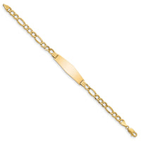 14k Polished Semi-Solid Soft Diamond Shape Figaro ID Bracelet-DCID135C-8