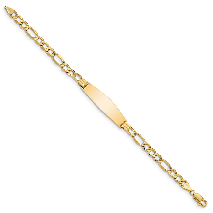 14k Polished Semi-Solid Soft Diamond Shape Figaro ID Bracelet-DCID135C-8
