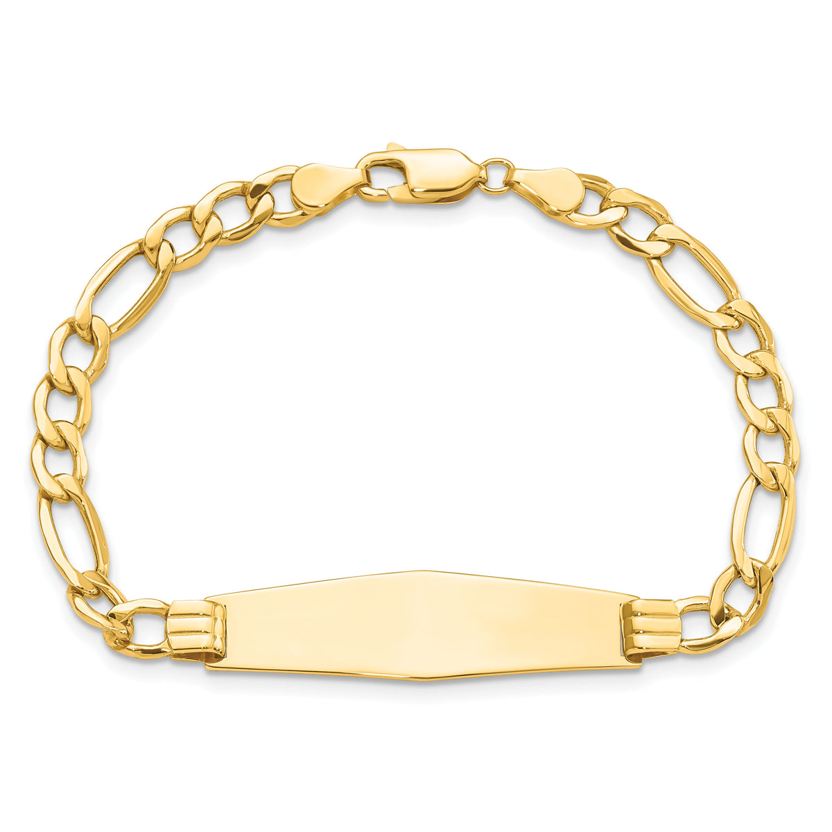 14k Polished Semi-Solid Soft Diamond Shape Figaro ID Bracelet-DCID135C-7