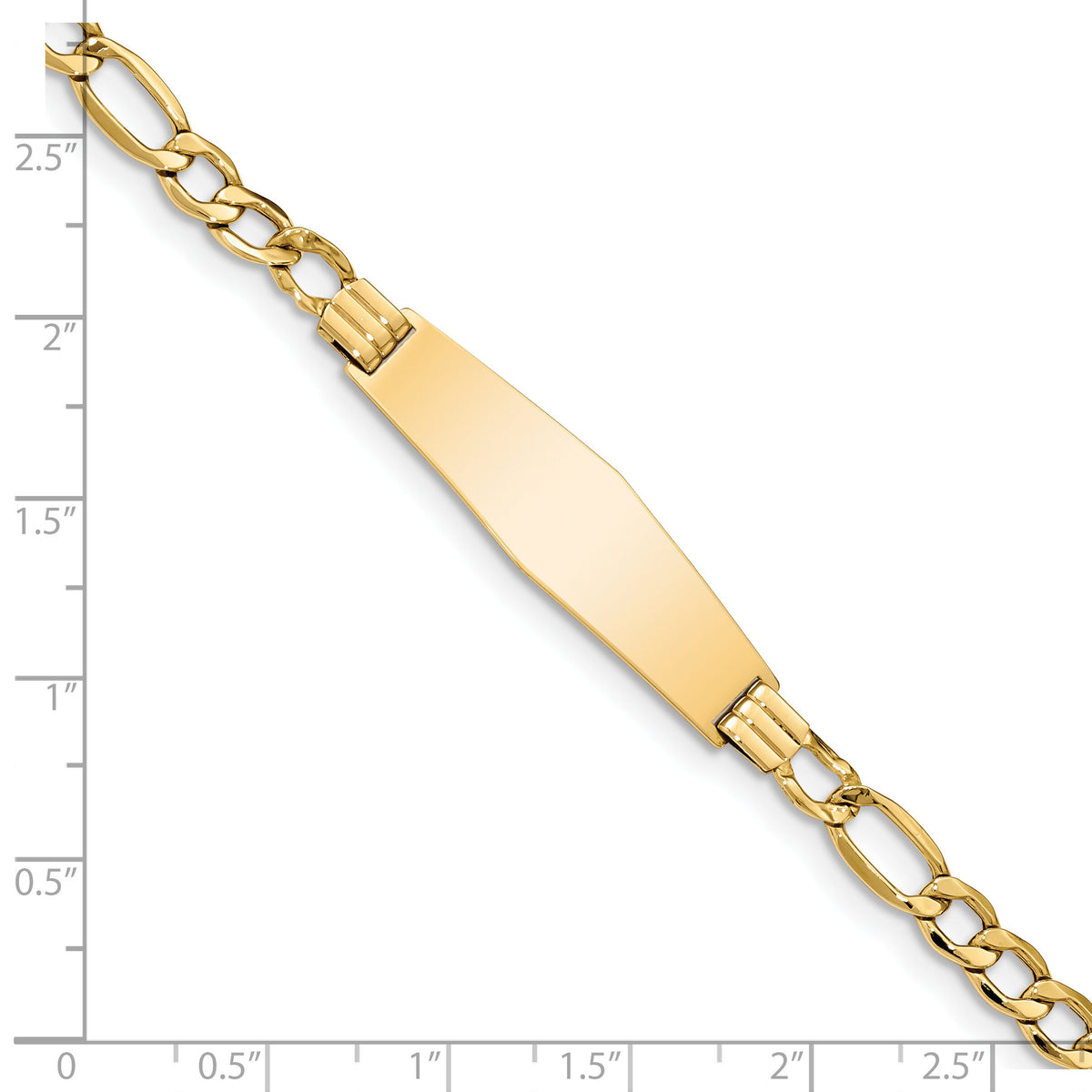 14k Polished Semi-Solid Soft Diamond Shape Figaro ID Bracelet-DCID135C-8