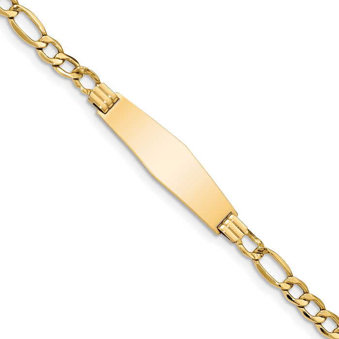 14k Polished Semi-Solid Soft Diamond Shape Figaro ID Bracelet-DCID135C-8