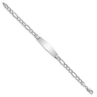 14K WG Polished Semi-Solid Soft Diamond Shape Figaro ID Bracelet-DCID135CW-7