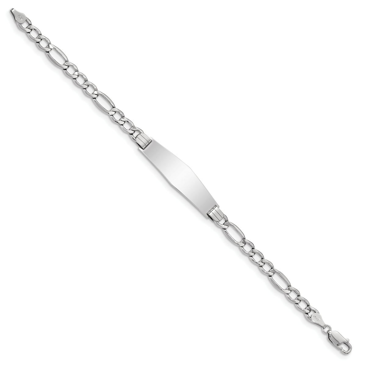 14K WG Polished Semi-Solid Soft Diamond Shape Figaro ID Bracelet-DCID135CW-8