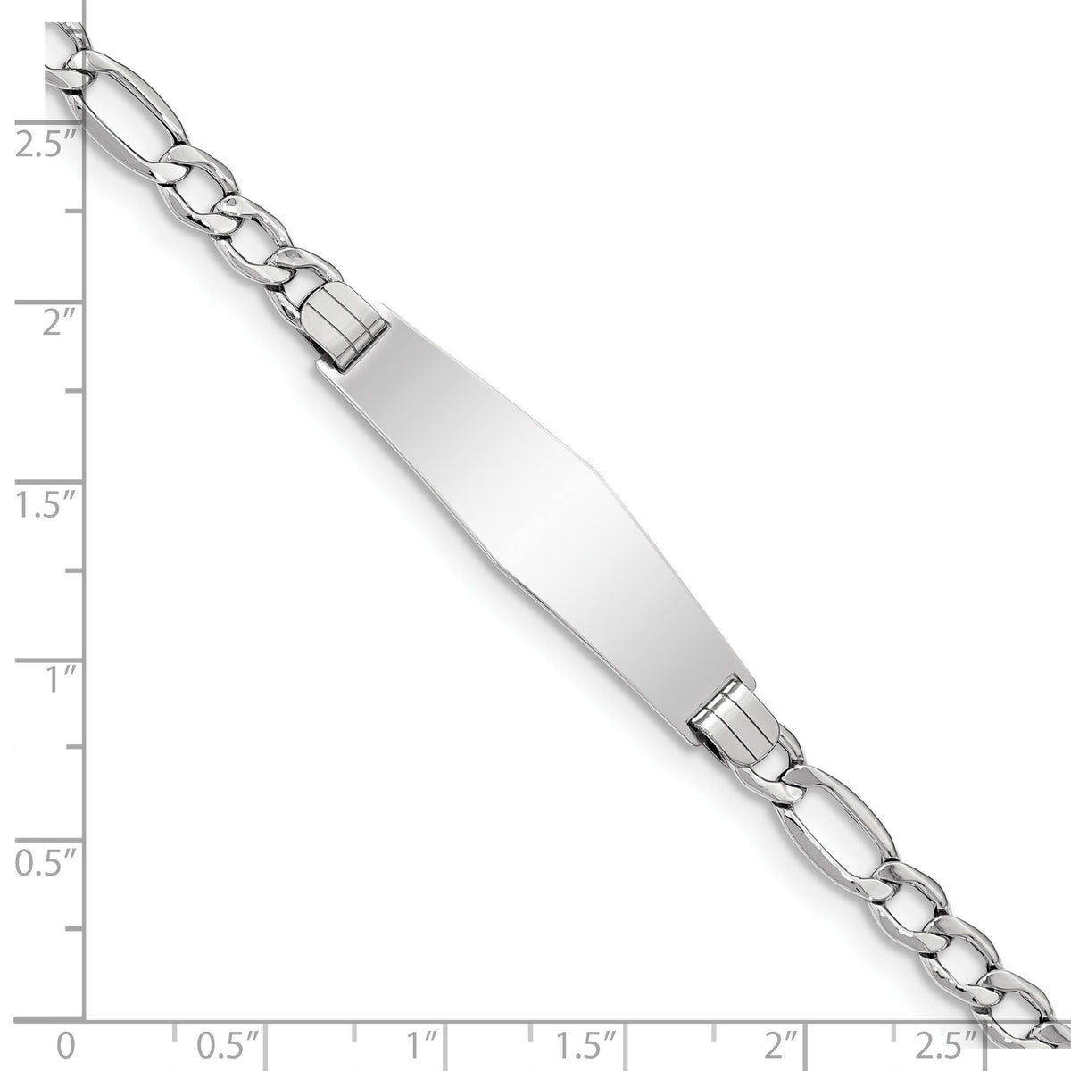 14K WG Polished Semi-Solid Soft Diamond Shape Figaro ID Bracelet-DCID135CW-7