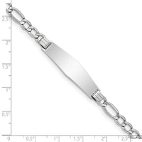 14K WG Polished Semi-Solid Soft Diamond Shape Figaro ID Bracelet-DCID135CW-7