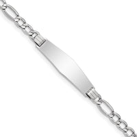 14K WG Polished Semi-Solid Soft Diamond Shape Figaro ID Bracelet-DCID135CW-7