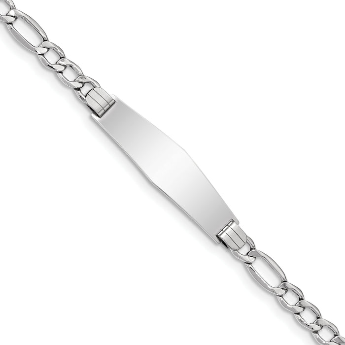 14K WG Polished Semi-Solid Soft Diamond Shape Figaro ID Bracelet-DCID135CW-7