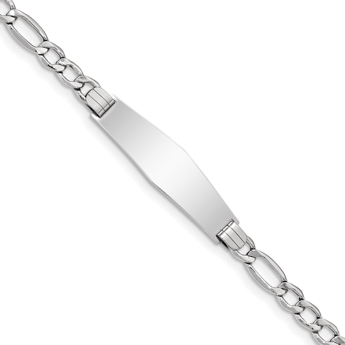 14K WG Polished Semi-Solid Soft Diamond Shape Figaro ID Bracelet-DCID135CW-8