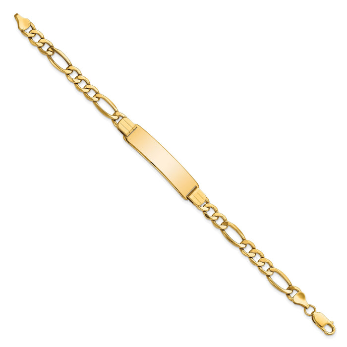 14k Polished Semi-Solid Figaro ID Bracelet-DCID136-8
