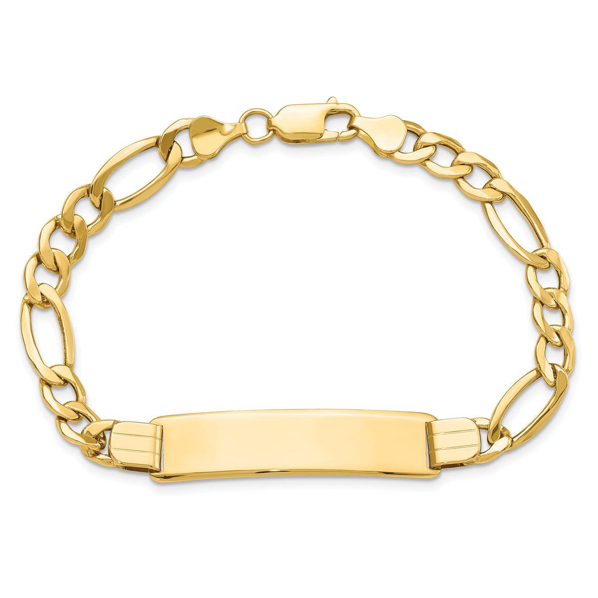 14k Polished Semi-Solid Figaro ID Bracelet-DCID136-8