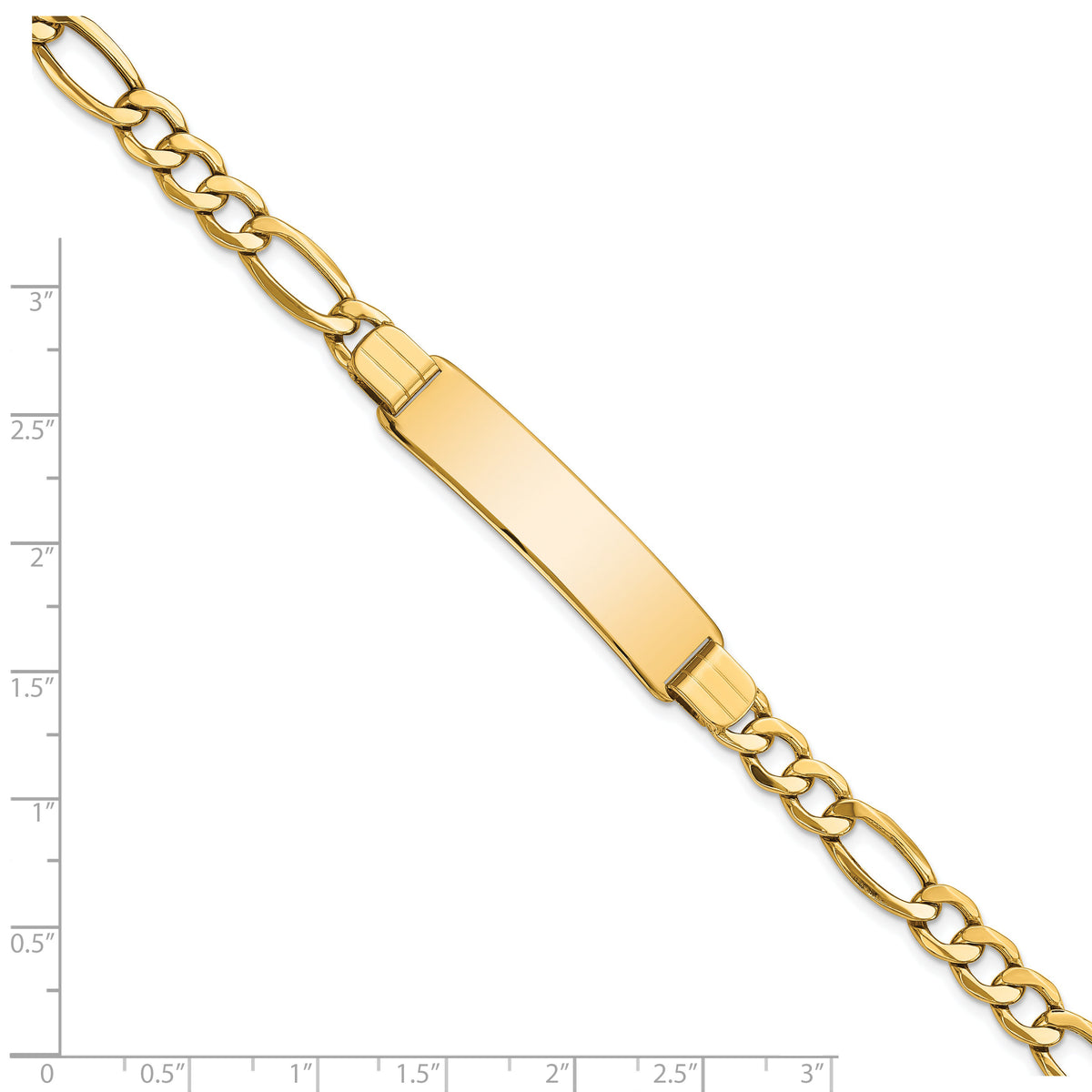 14k Polished Semi-Solid Figaro ID Bracelet-DCID136-8