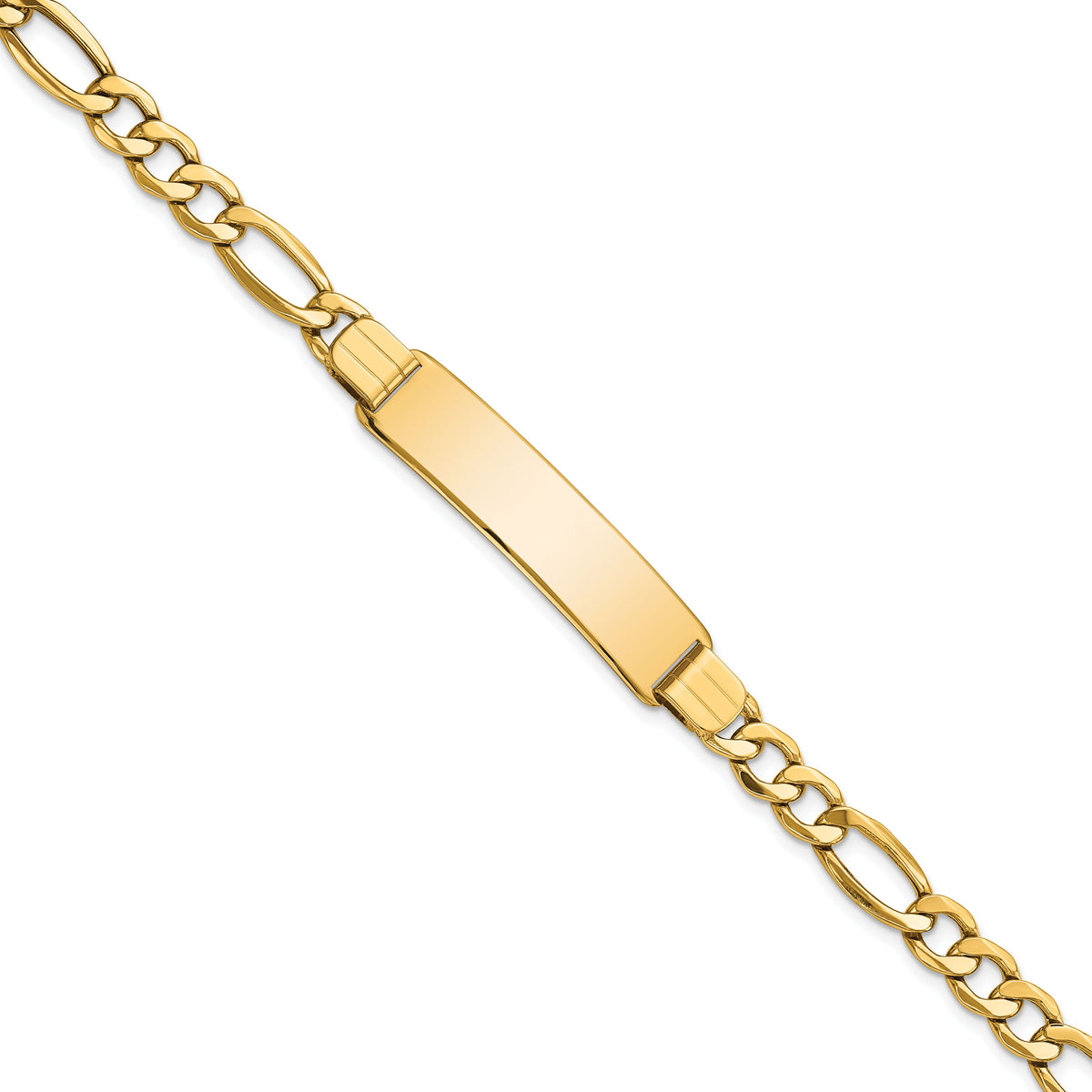 14k Polished Semi-Solid Figaro ID Bracelet-DCID136-8