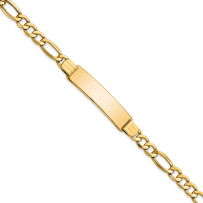 14k Polished Semi-Solid Figaro ID Bracelet-DCID136-8