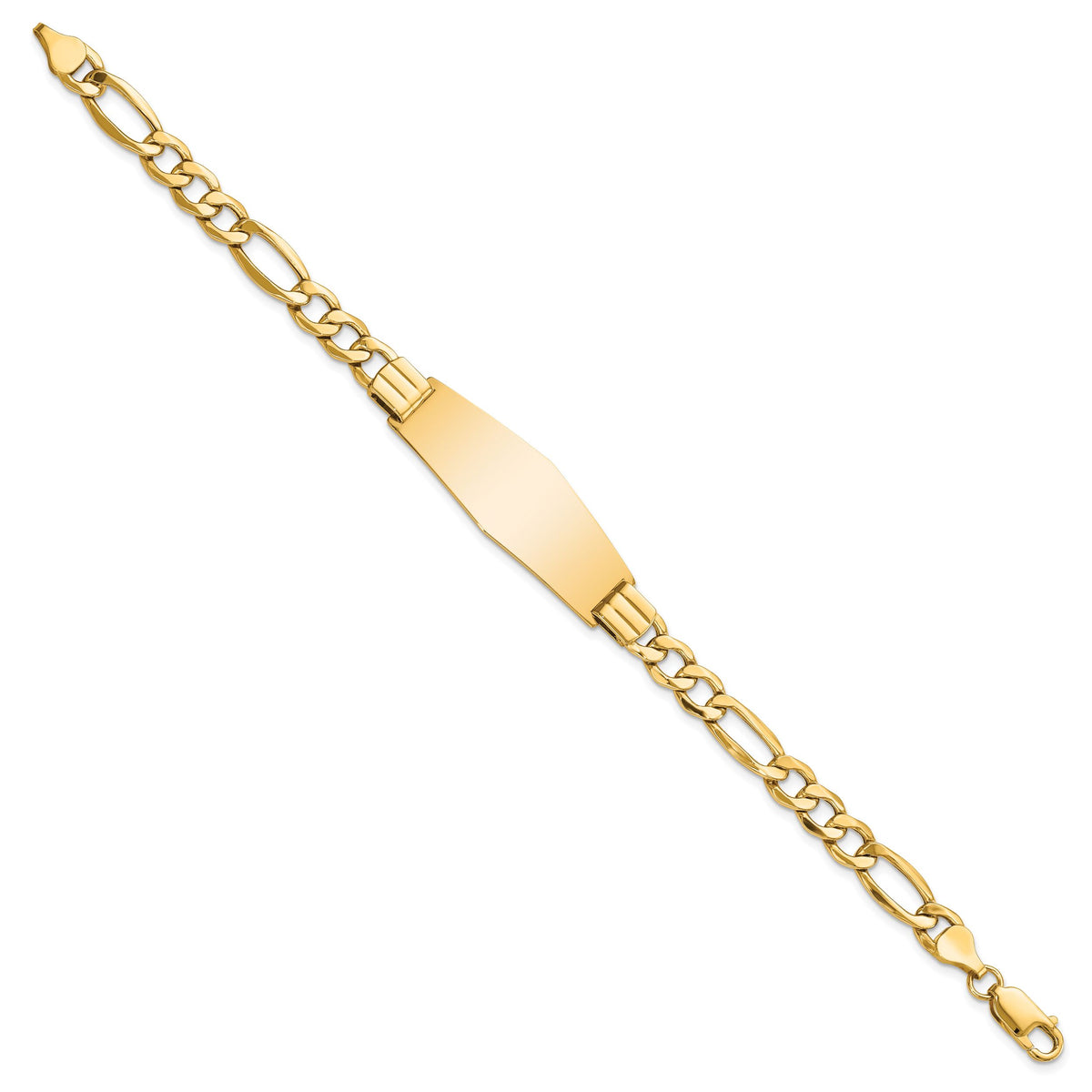 14k Polished Semi-Solid Soft Diamond Shape Figaro ID Bracelet-DCID136C-8