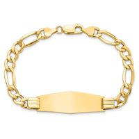 14k Polished Semi-Solid Soft Diamond Shape Figaro ID Bracelet-DCID136C-8