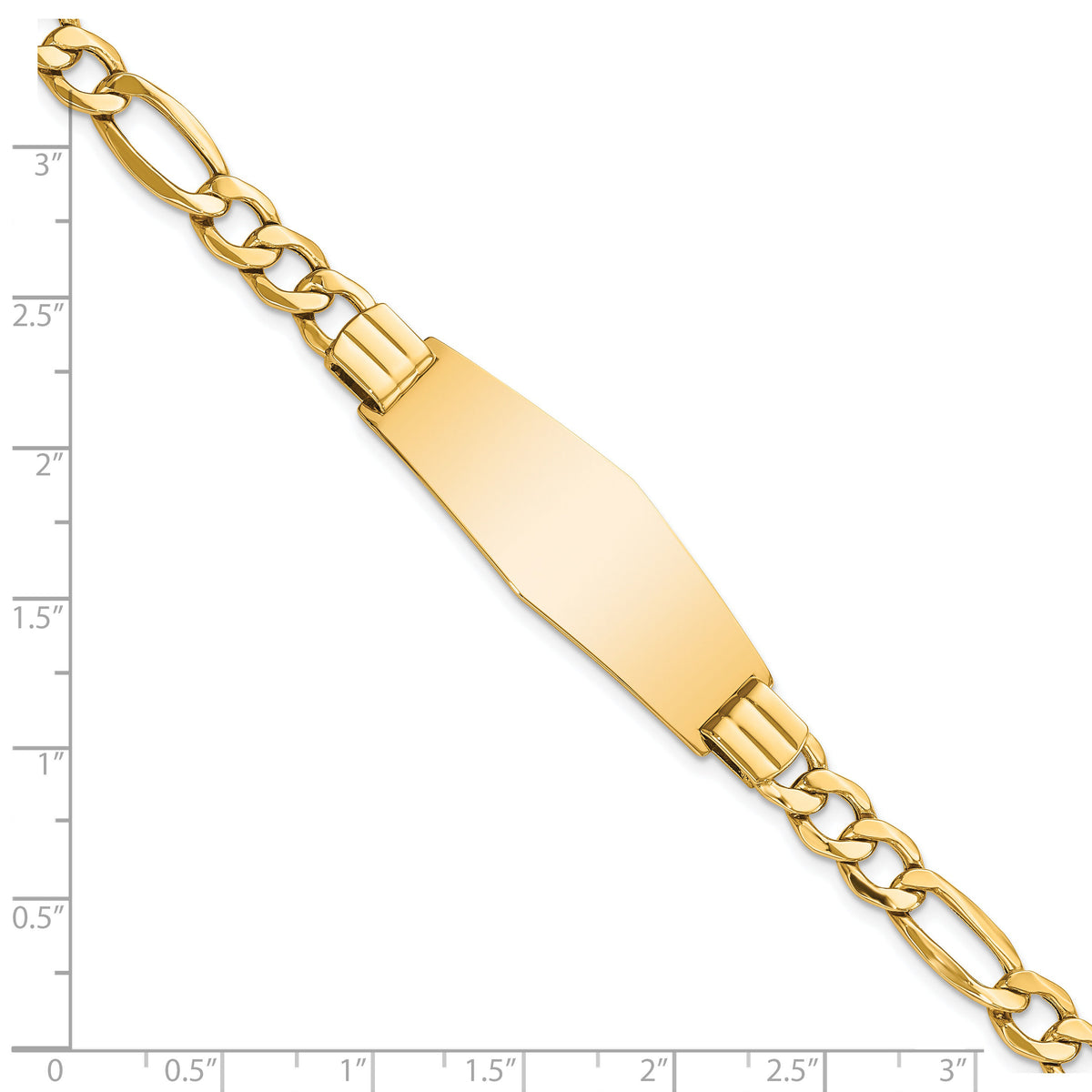 14k Polished Semi-Solid Soft Diamond Shape Figaro ID Bracelet-DCID136C-8