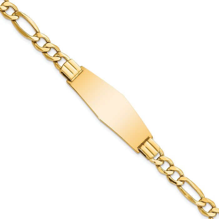 14k Polished Semi-Solid Soft Diamond Shape Figaro ID Bracelet-DCID136C-8