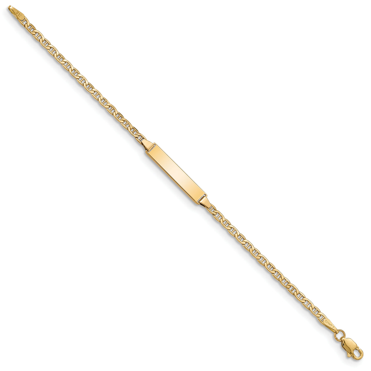 14k Semi-Solid Polished Anchor  ID Bracelet-DCID137-5.5