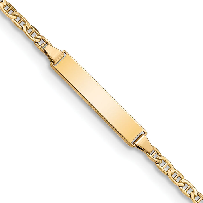 14k Semi-Solid Polished Anchor  ID Bracelet-DCID137-5.5
