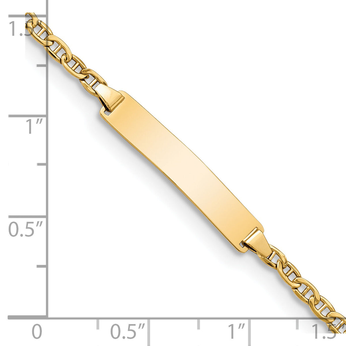 14k Semi-Solid Polished Anchor Link ID  Bracelet-DCID137-7