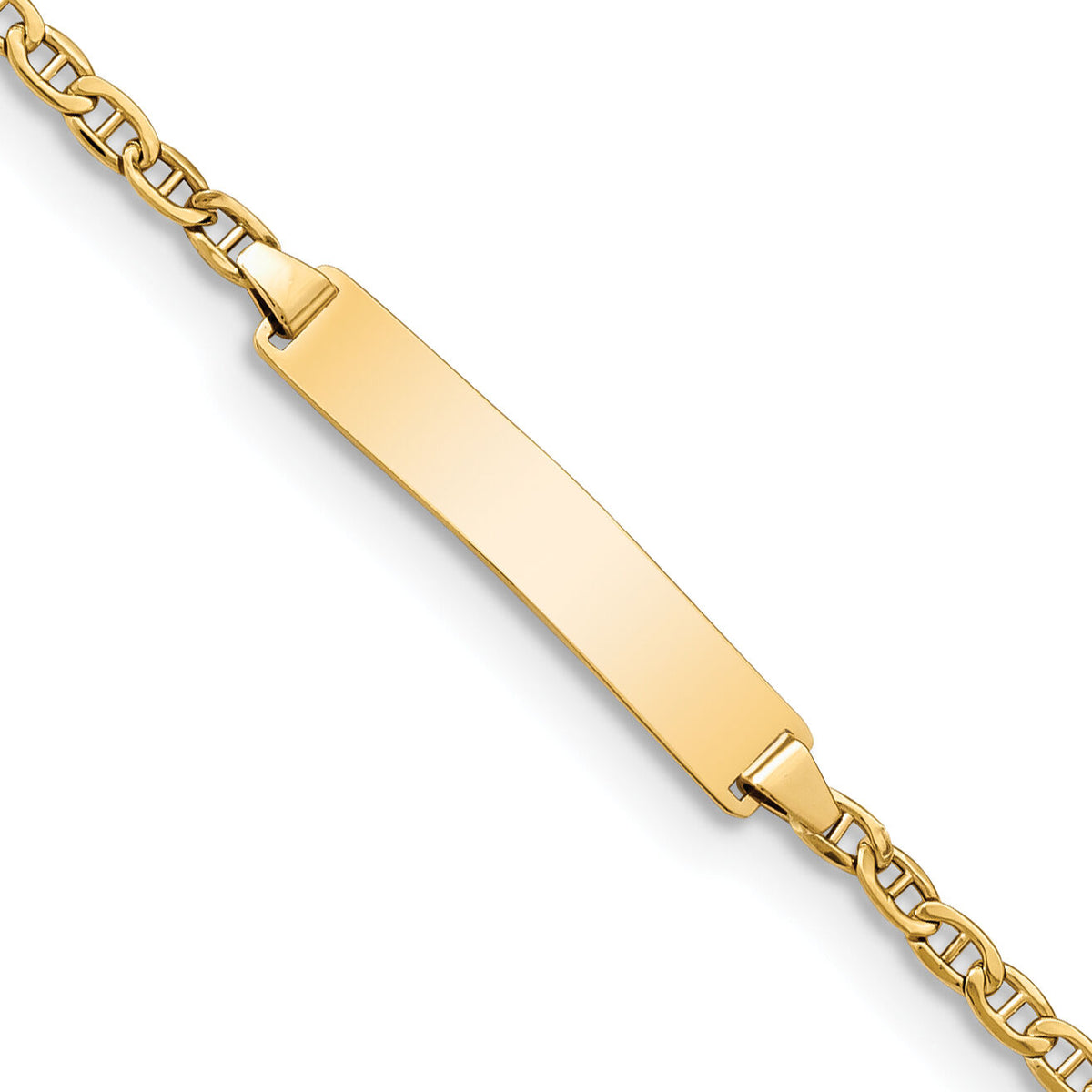 14k Semi-Solid Polished Anchor Link ID  Bracelet-DCID137-7