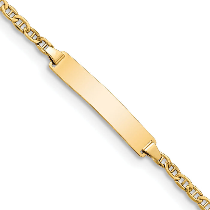 14k Semi-Solid Polished Anchor Link ID  Bracelet-DCID137-7
