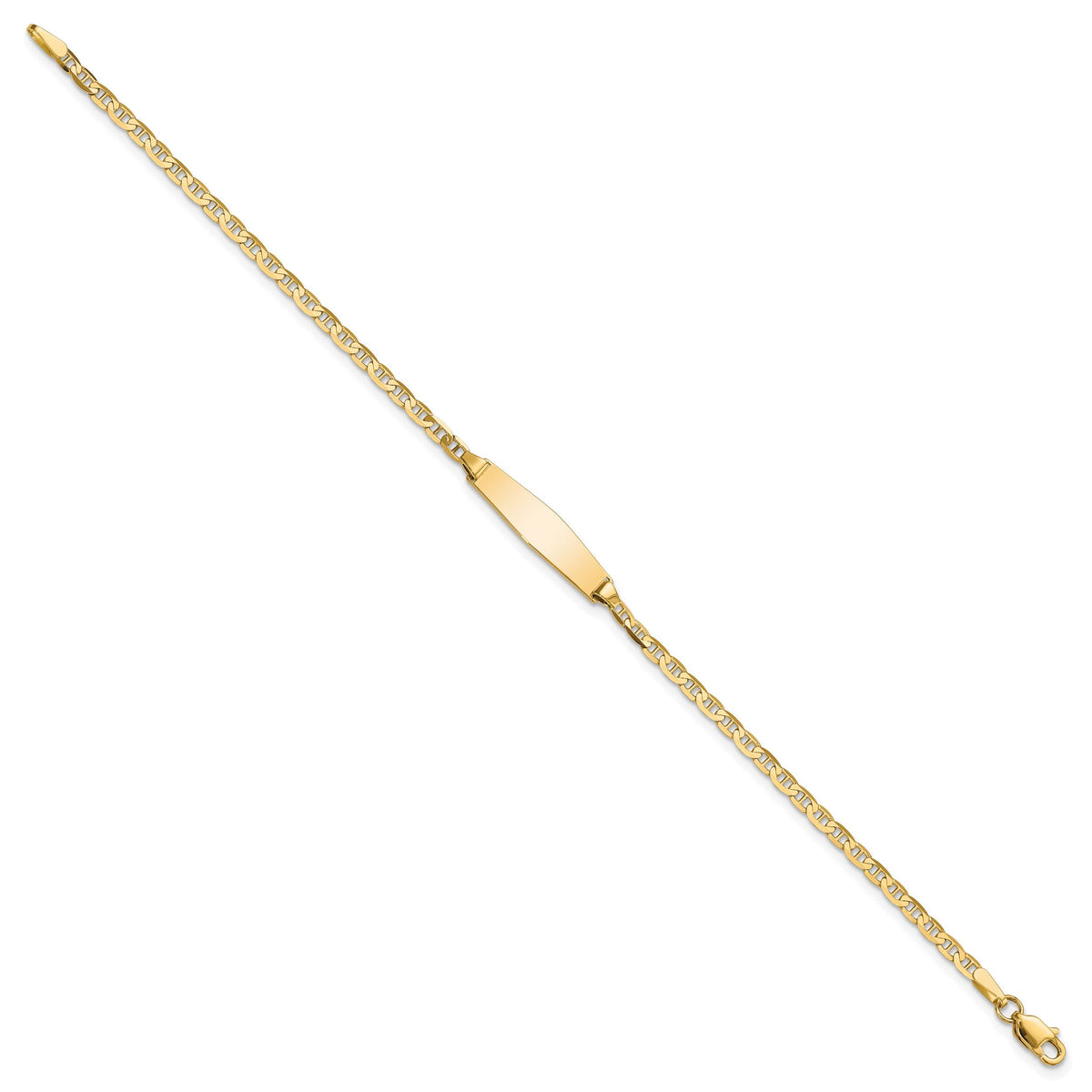 14k Semi-solid Soft Diamond Shape Anchor ID Bracelet-DCID137C-5.5