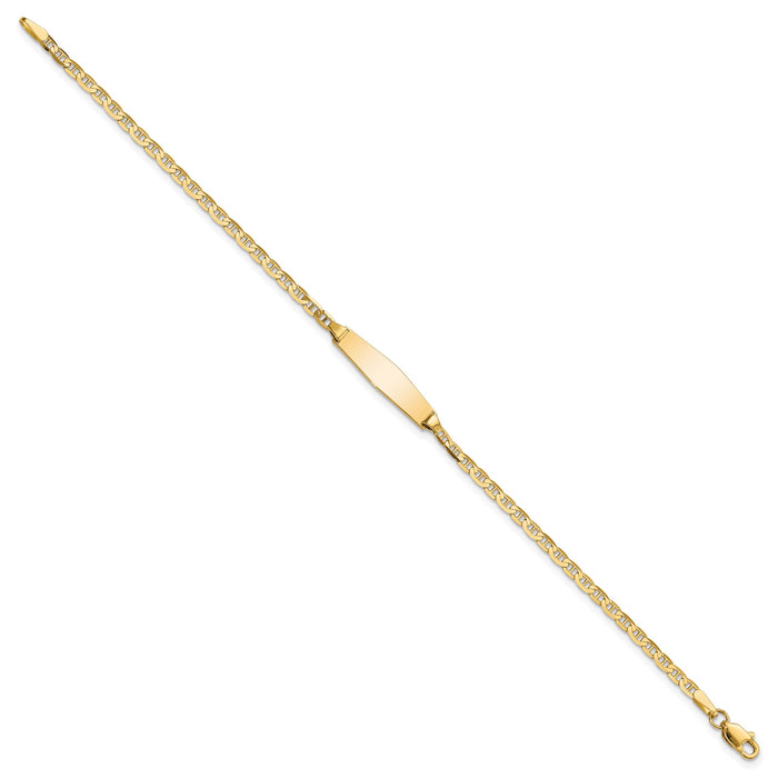 14k Semi-solid Soft Diamond Shape Anchor ID Bracelet-DCID137C-5.5