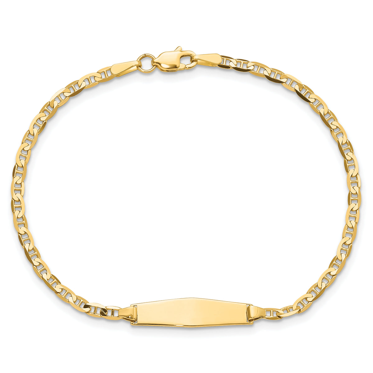 14k Semi-solid Soft Diamond Shape Anchor ID Bracelet-DCID137C-6