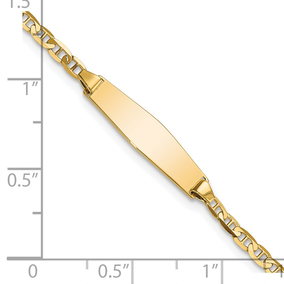 14k Semi-solid Soft Diamond Shape Anchor ID Bracelet-DCID137C-6