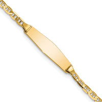 14k Semi-solid Soft Diamond Shape Anchor ID Bracelet-DCID137C-6